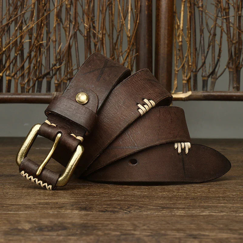 Handmade retro first layer cow leather belt in multiple colors and adjustable lengths