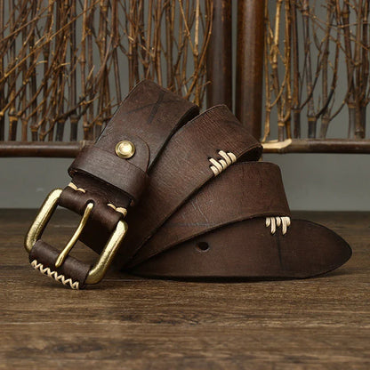 Handmade retro first layer cow leather belt in multiple colors and adjustable lengths