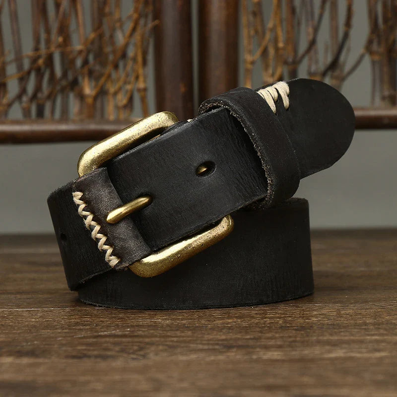 Handmade retro first layer cow leather belt in multiple colors and adjustable lengths