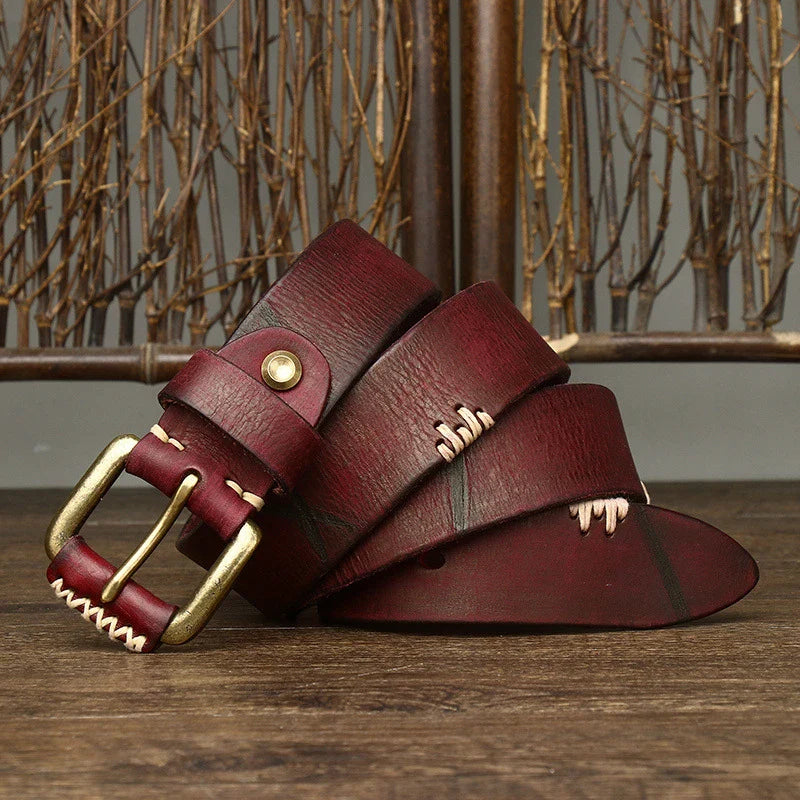 Handmade retro first layer cow leather belt in multiple colors and adjustable lengths