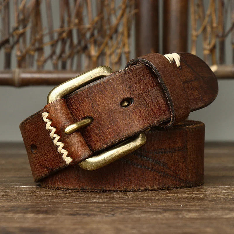 Handmade retro first layer cow leather belt in multiple colors and adjustable lengths