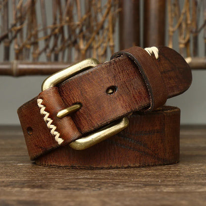 Handmade retro first layer cow leather belt in multiple colors and adjustable lengths