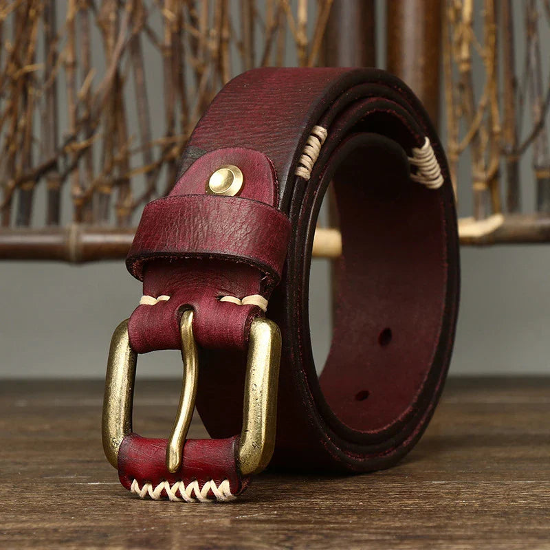 Handmade retro first layer cow leather belt in multiple colors and adjustable lengths