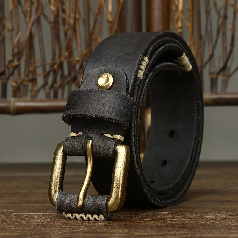 Handmade retro first layer cow leather belt in multiple colors and adjustable lengths