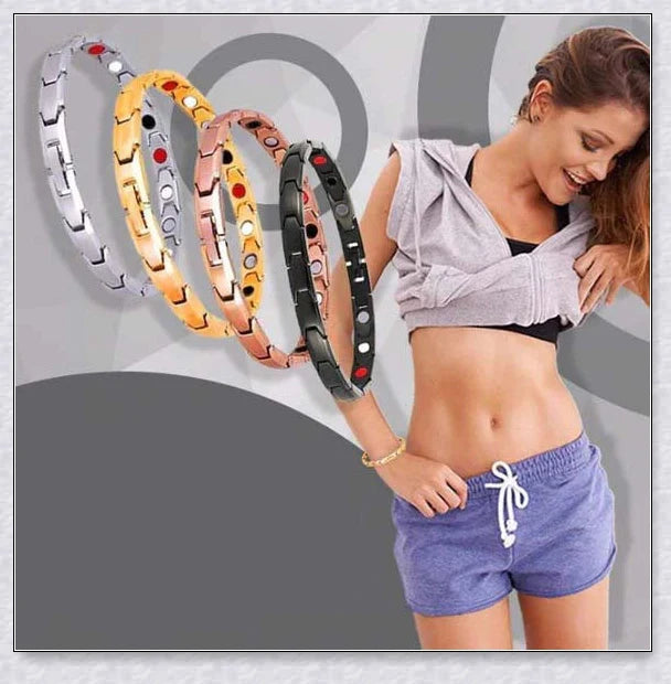 A stylish magnetic bracelet designed to stimulate lymphatic drainage and improve overall circulation for better health and wellness.