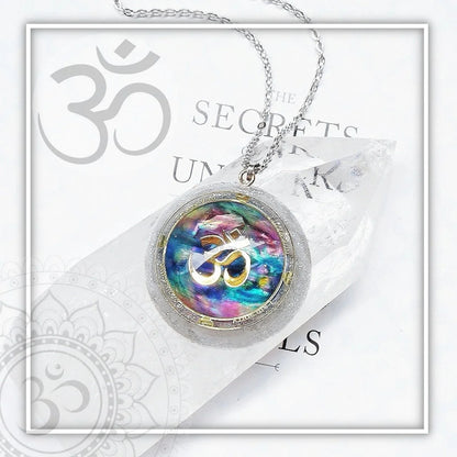 Handmade crystal pendant necklace with a sweater chain in a celestial-inspired design