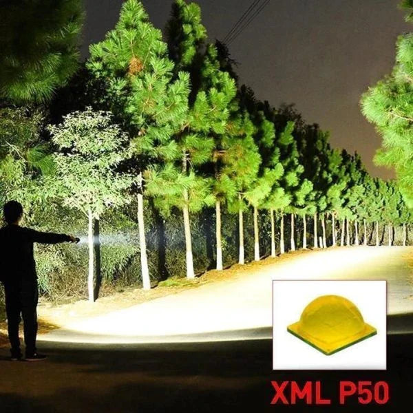 90,000 Lumens Xhp50.2 Most Powerful Flashlight with Telescopic Zoom and Rechargeable Battery Options