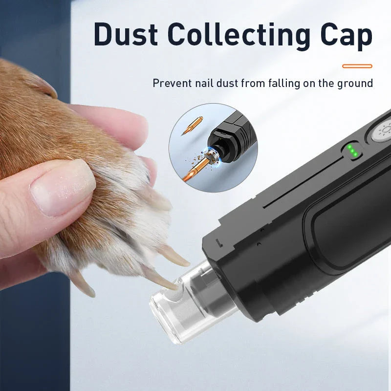 Professional electric pet nail grinder with dual LED lights for safe and precise grooming