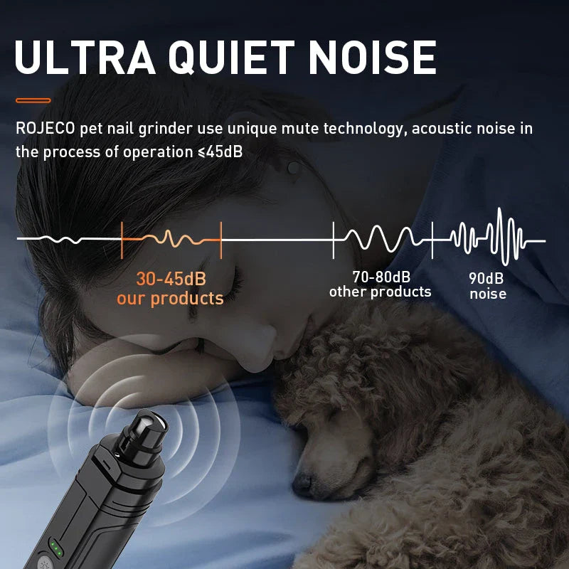 Professional electric pet nail grinder with dual LED lights for safe and precise grooming