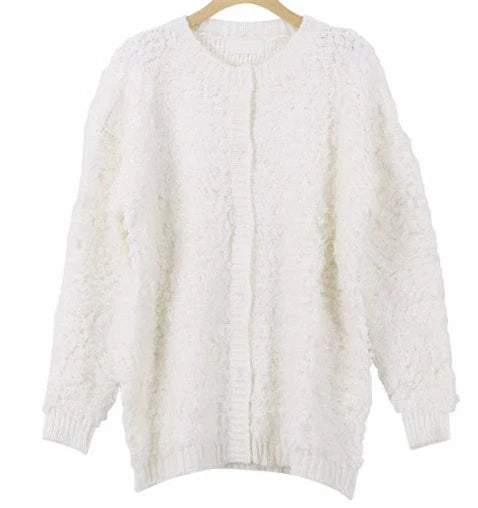 Premium Korean-style women's circle knitted sweater coat in soft, cozy mohair fabric