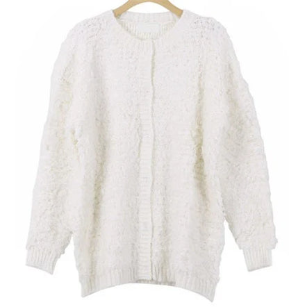 Premium Korean-style women's circle knitted sweater coat in soft, cozy mohair fabric