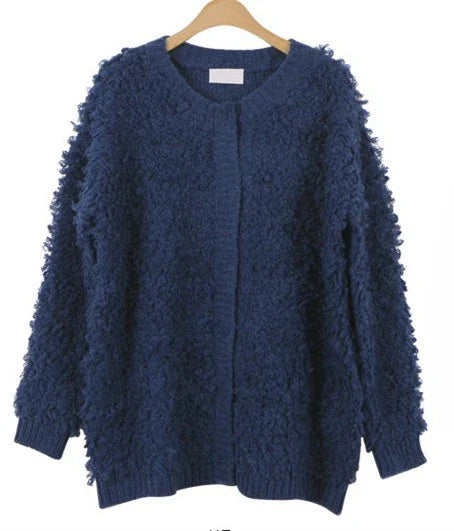 Premium Korean-style women's circle knitted sweater coat in soft, cozy mohair fabric