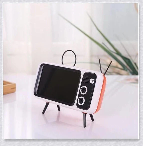 Retro TV Phone Holder & Bluetooth Speaker in multiple color options, providing hands-free viewing and wireless audio playback