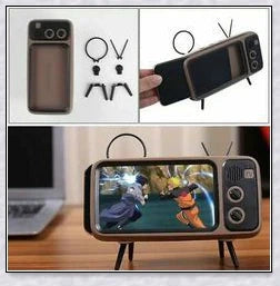 Retro TV Phone Holder & Bluetooth Speaker in multiple color options, providing hands-free viewing and wireless audio playback