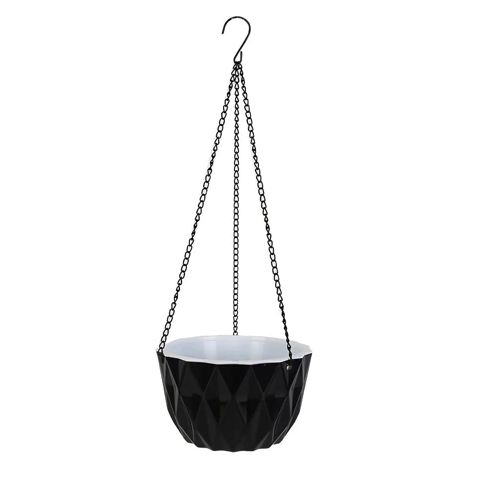 Sleek and modern wall hanging flower planter made of durable polyresin for indoor and outdoor use