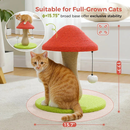 Adorable cat scratching post with natural sisal rope, interactive toys, and a sturdy base for kittens and small cats