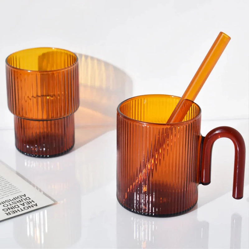 Hhomeenjoy Heat Resistant Glass Mug with Colorful Handle