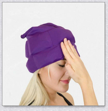 Adjustable, comfortable migraine relief hat with cold therapy to soothe headache pain
