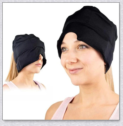 Adjustable, comfortable migraine relief hat with cold therapy to soothe headache pain