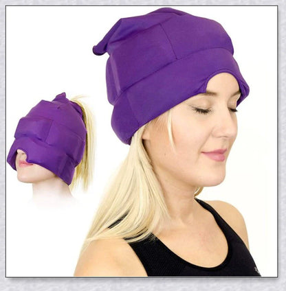Adjustable, comfortable migraine relief hat with cold therapy to soothe headache pain