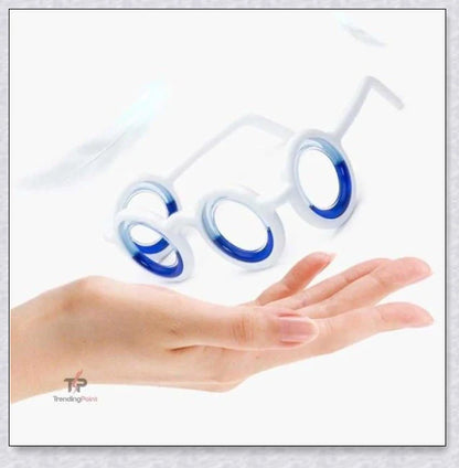 Motion Sickness Glasses with Boarding Ring technology that create an artificial horizon to relieve motion sickness symptoms