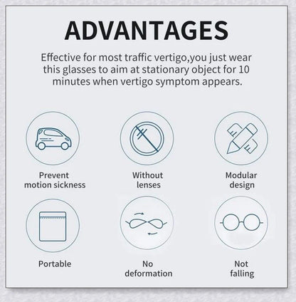 Motion Sickness Glasses with Boarding Ring technology that create an artificial horizon to relieve motion sickness symptoms