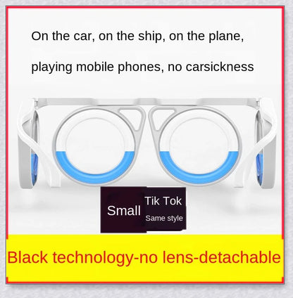 Motion Sickness Glasses with Boarding Ring technology that create an artificial horizon to relieve motion sickness symptoms