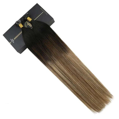 Flat Tip Human Hair Extensions made from 100% Remy human hair, offering length, volume, and color versatility.