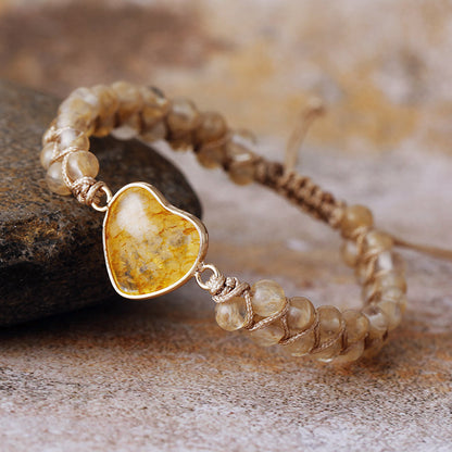hhomeenjoy.com Adjustable Heart Charm Bracelet with Amazonite for Women and Teens