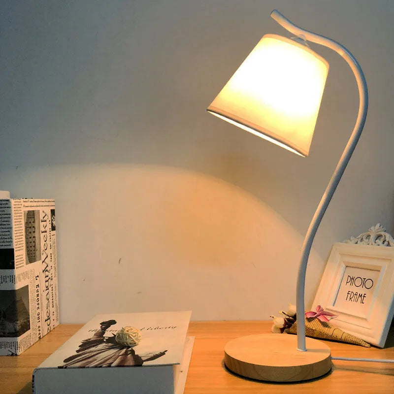 Modern Nordic style table lamp with LED light source and dimmer switch control for study environments
