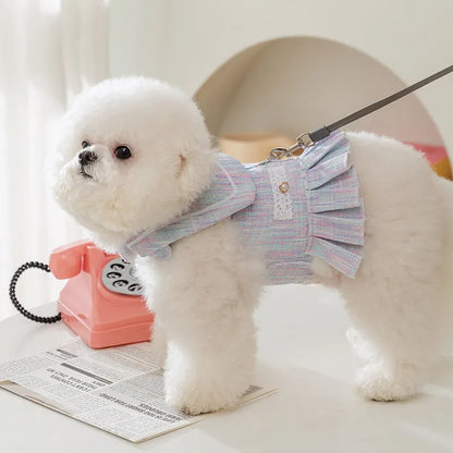 Salem purple or pink polyester pet clothing for a small dog or cat, showing the garment's fit.