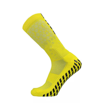 Non-slip soccer socks in various colors, designed for competition and training