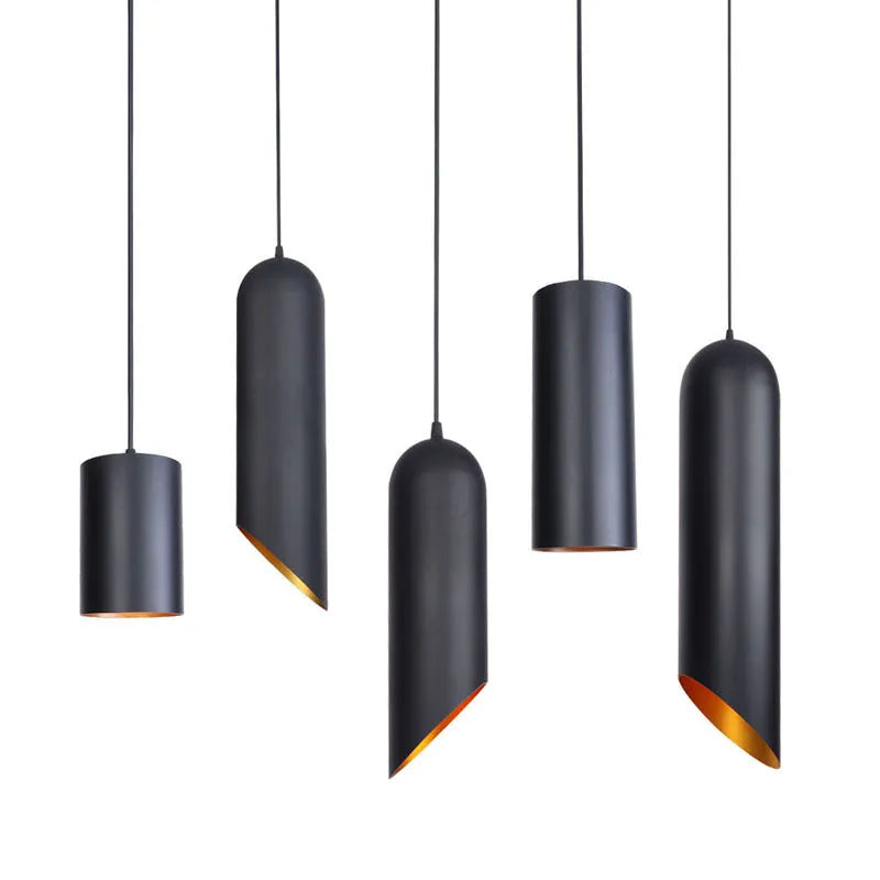 Retro iron chandelier with matte black finish in short and long versions for bedroom or living room lighting