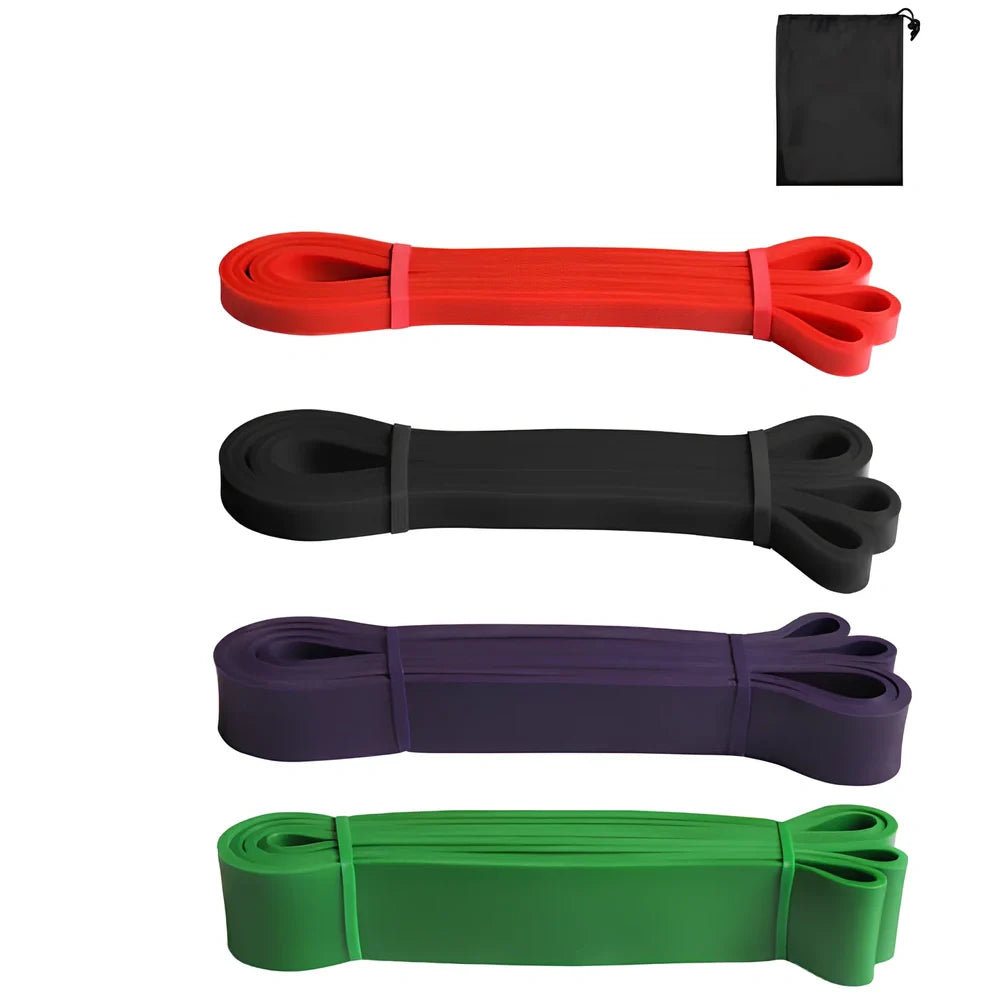 Plastic resistance band showing 2080mm length with width measurement indicators at 12mm, 20mm, 32mm, and 45mm points