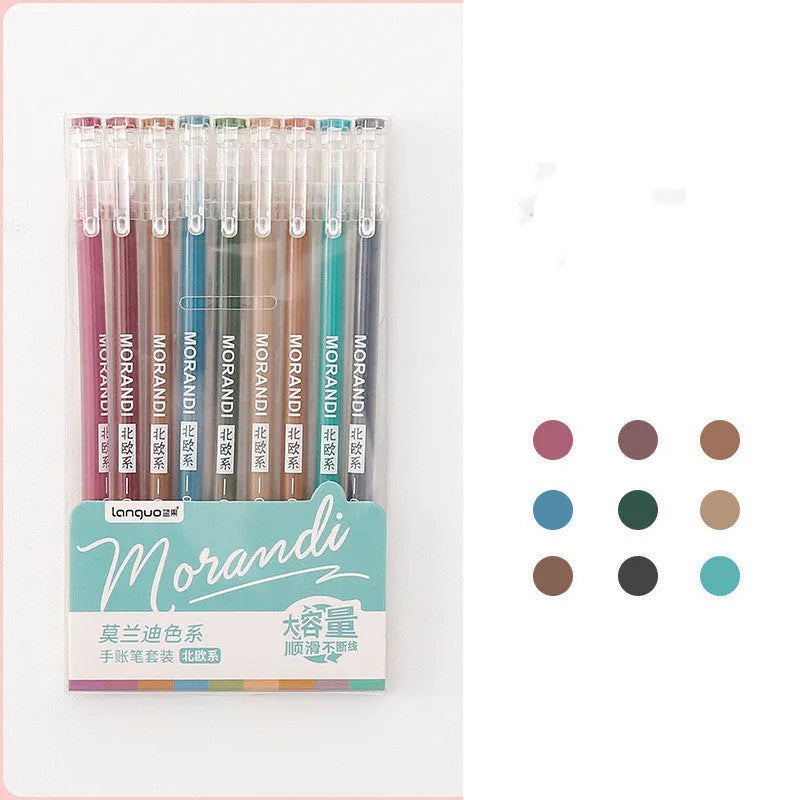 Retro hand account set gel pens with 0.5mm needle tip in Nordic, Retro, Salt, or Sweet series, plastic shell, 15.2cm x 8.5cm