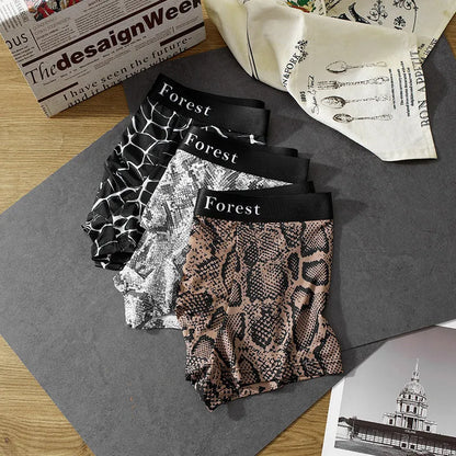 Men's loose fit thin boxer shorts in black, grey, and brown colour options.