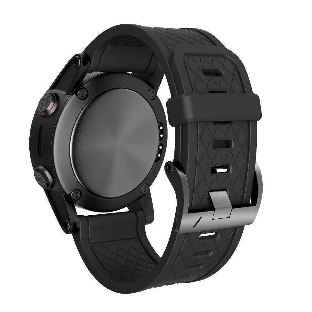 Black silicone watch strap with stainless steel fittings for Jiaming 26mm watch cases