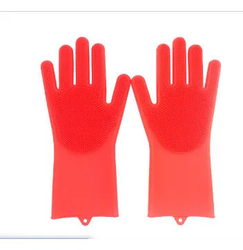 FDA food grade silicone kitchen cleaning gloves with orange colour and 357mm length