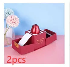 Valentine's Day metal rose jewelry gift box necklace with adjustable crystal design