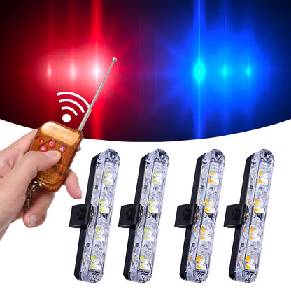 Black car-mounted LED warning light with wireless remote control for automotive emergency signalling