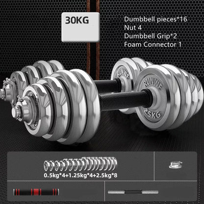 Men's Electroplating Pure Iron Barbell Set with multiple weight options and protective covers