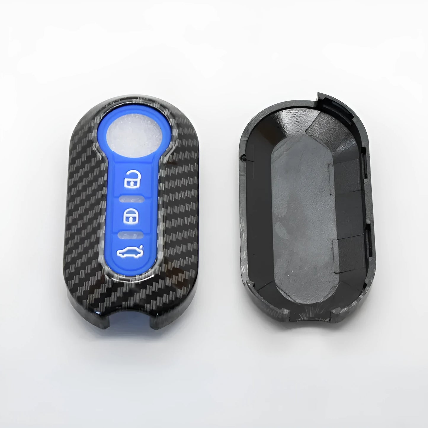 Fiat 500 Boyue FYT remote key case replacement shell in carbon fibre ABS plastic
