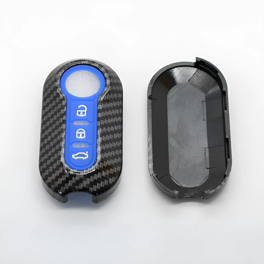Fiat 500 Boyue FYT remote key case replacement shell in carbon fibre ABS plastic