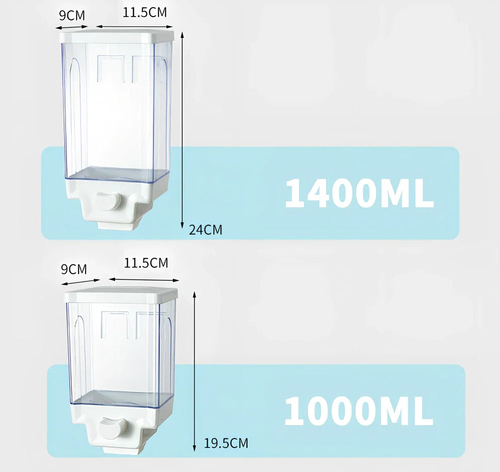 White wall mounted food storage containers with irregular shapes and airtight lids in three sizes