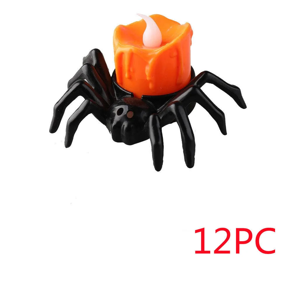 Halloween spider candlestick ornament with plastic construction for party atmosphere decoration