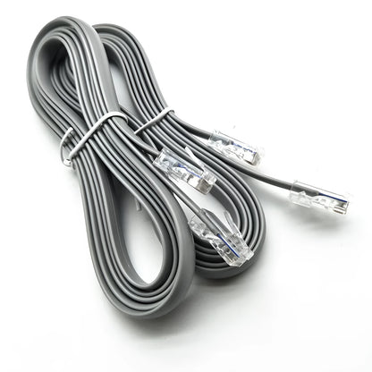 Silver grey CAT6 network cable with RJ45 connectors, shown at its full 2-metre length.