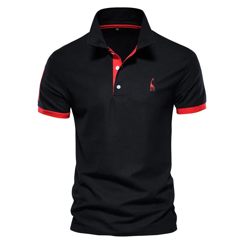 Men's slim-fit short sleeve T-shirt with embroidered deer design on front, available in multiple colours
