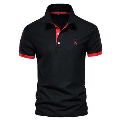 Men's slim-fit short sleeve T-shirt with embroidered deer design on front, available in multiple colours