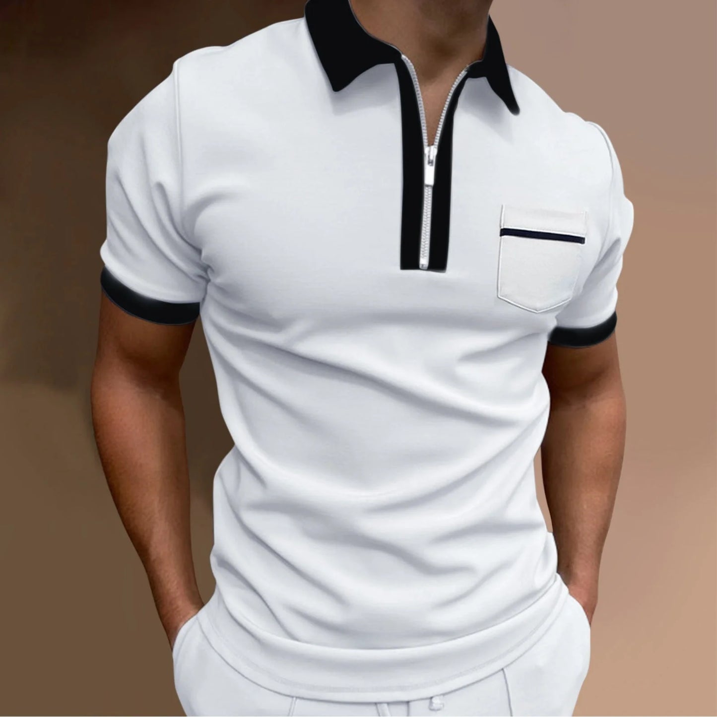 Men's slim fit lapel pocket T-shirt in various colors