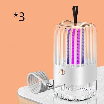 White mosquito killer lamp with protective electric grid and USB power cable